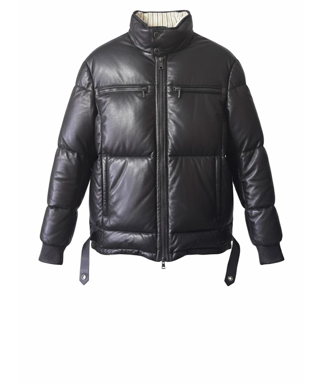 BILLIONAIRE Черный кожаный пуховик, фото 1