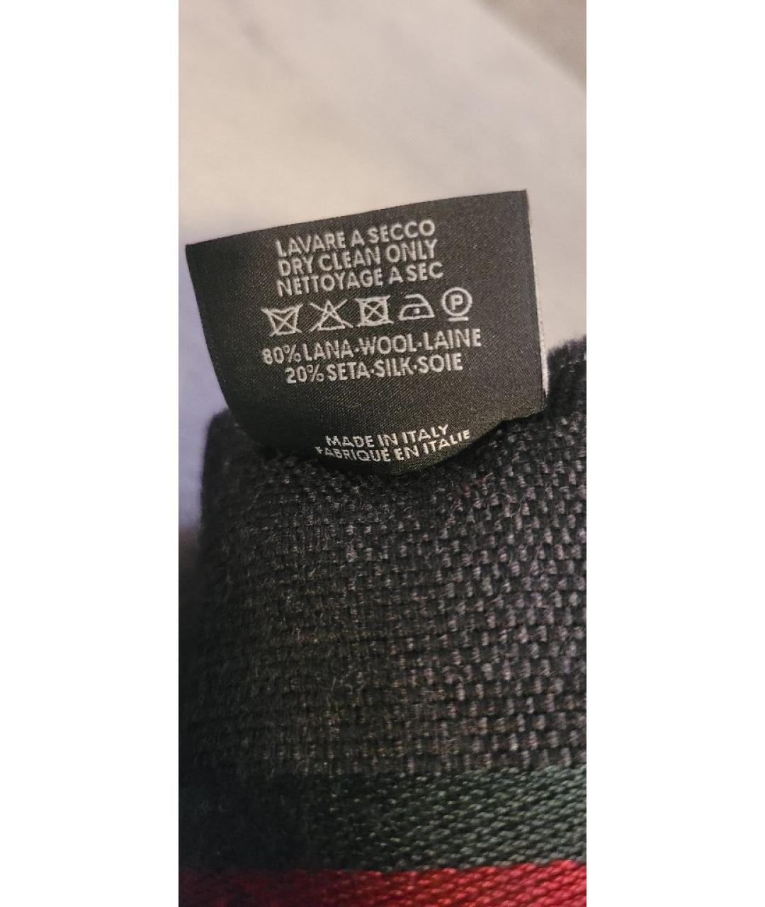 GUCCI Черный шелковый шарф, фото 4