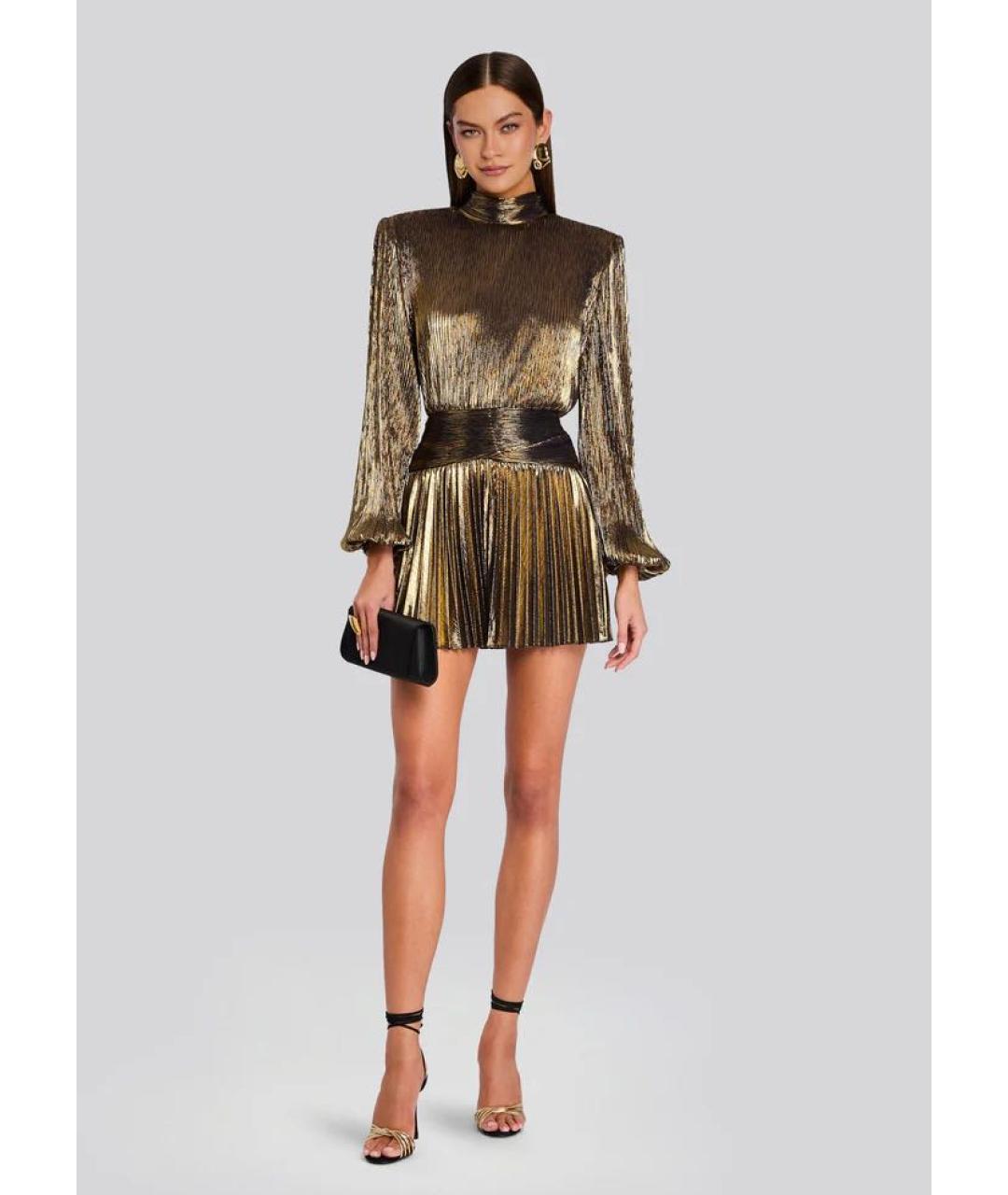 Retrofête Золотое полиэстеровое коктейльное платье, фото 5