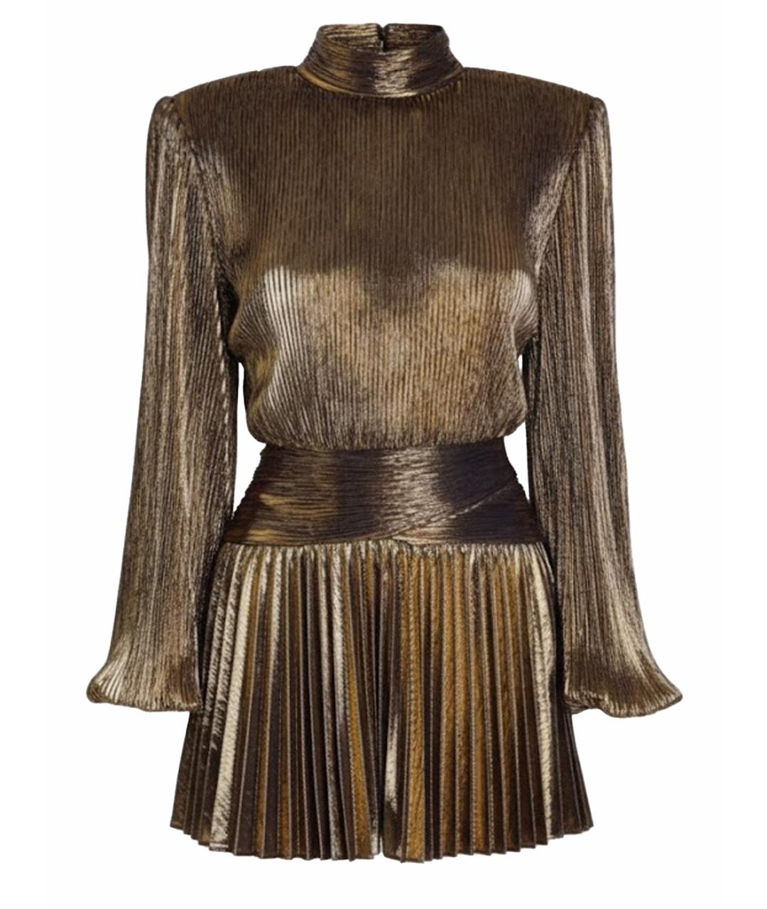 Retrofête Золотое полиэстеровое коктейльное платье, фото 1