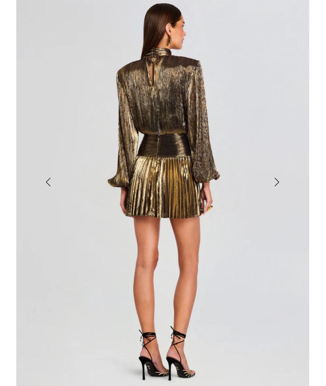 Retrofête Золотое полиэстеровое коктейльное платье, фото 2