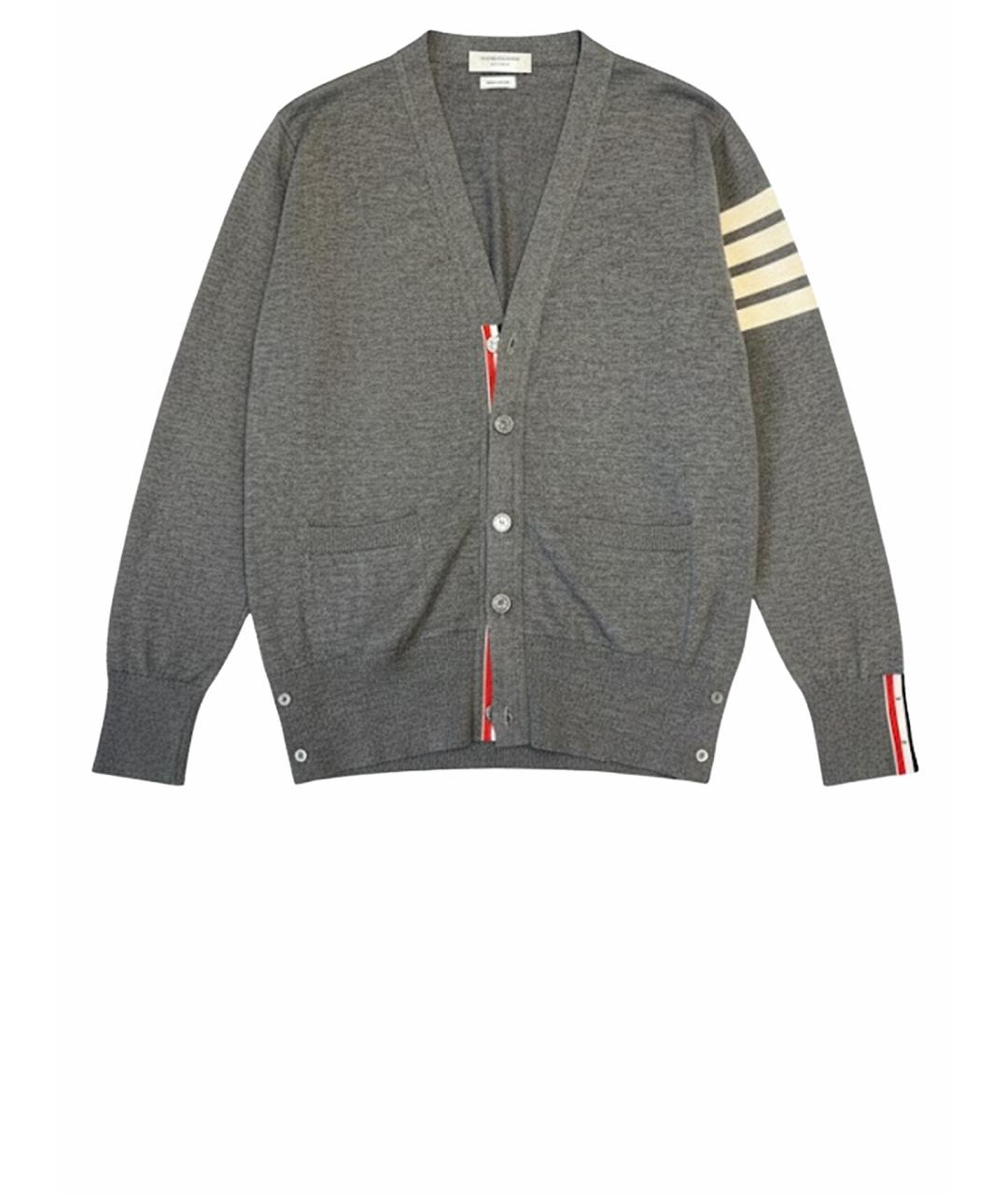 THOM BROWNE Серый шерстяной кардиган, фото 1