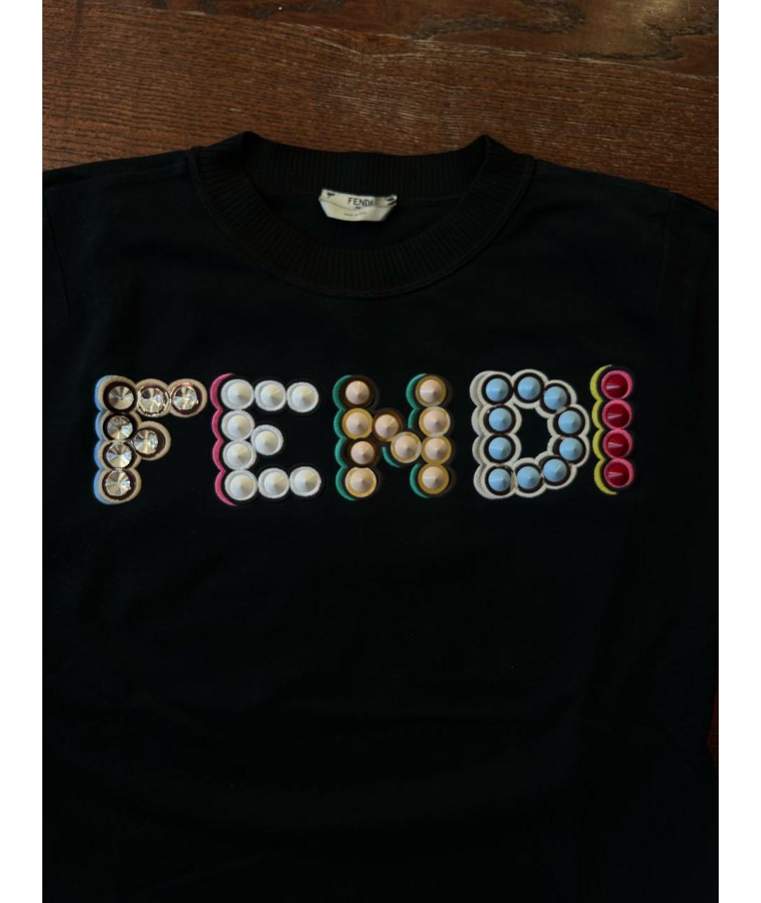 FENDI Черная хлопковая футболка, фото 3