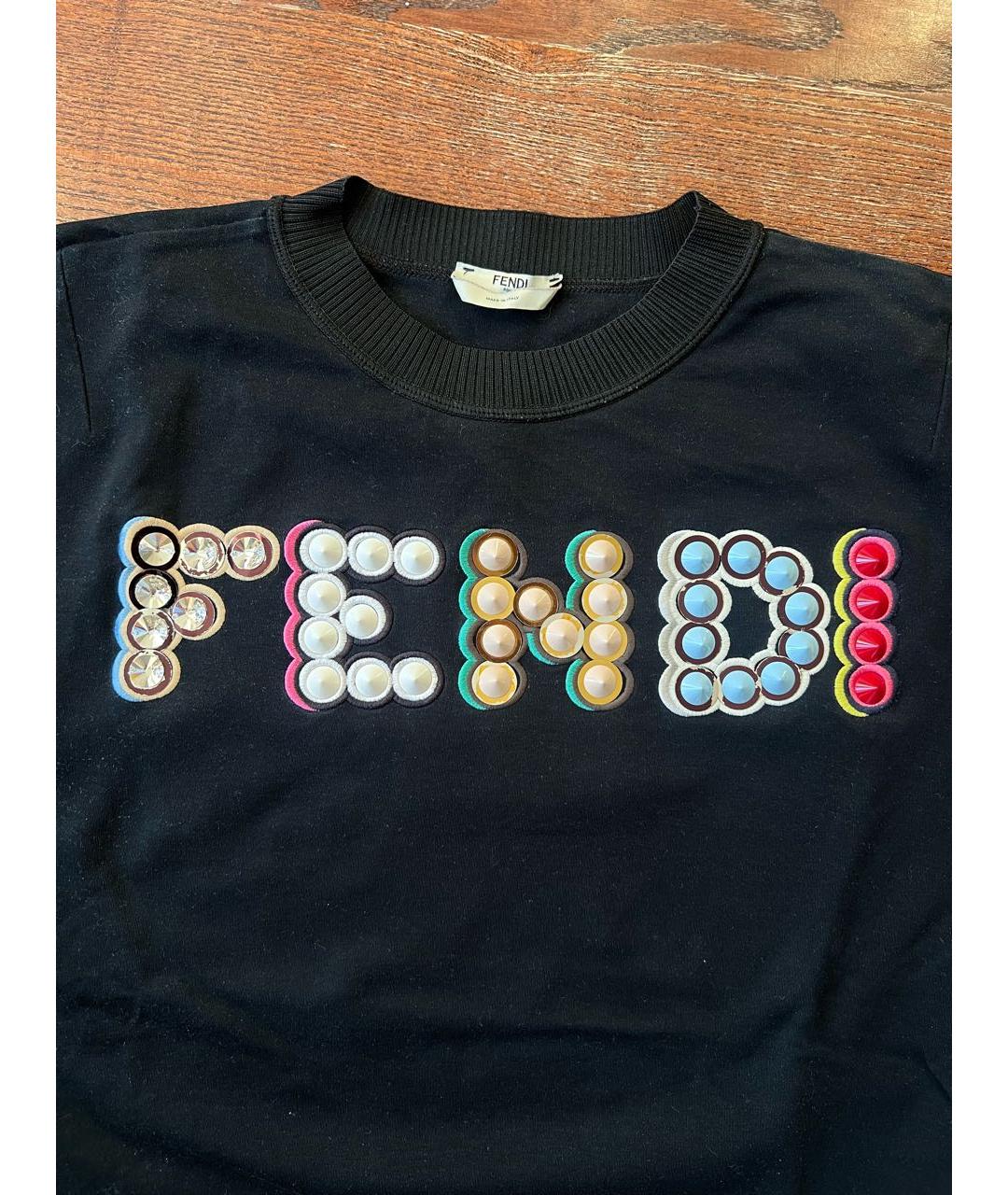FENDI Черная хлопковая футболка, фото 4