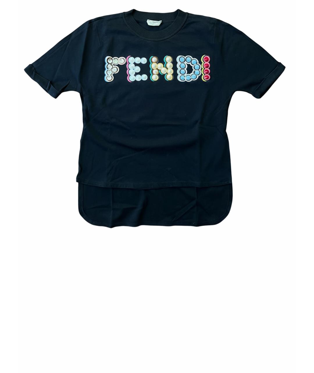 FENDI Черная хлопковая футболка, фото 6