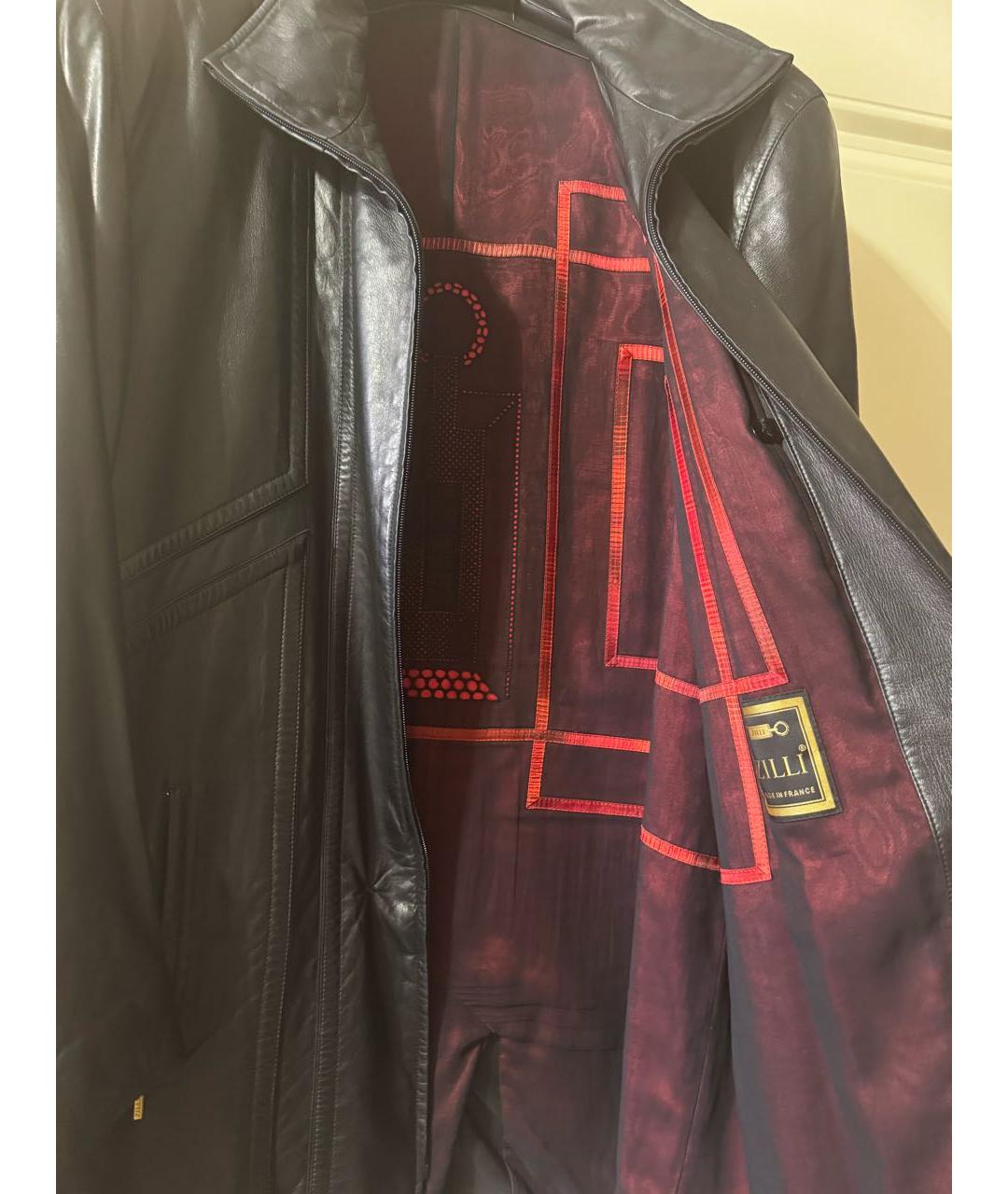 ZILLI Черный кожаный тренч / плащ, фото 3