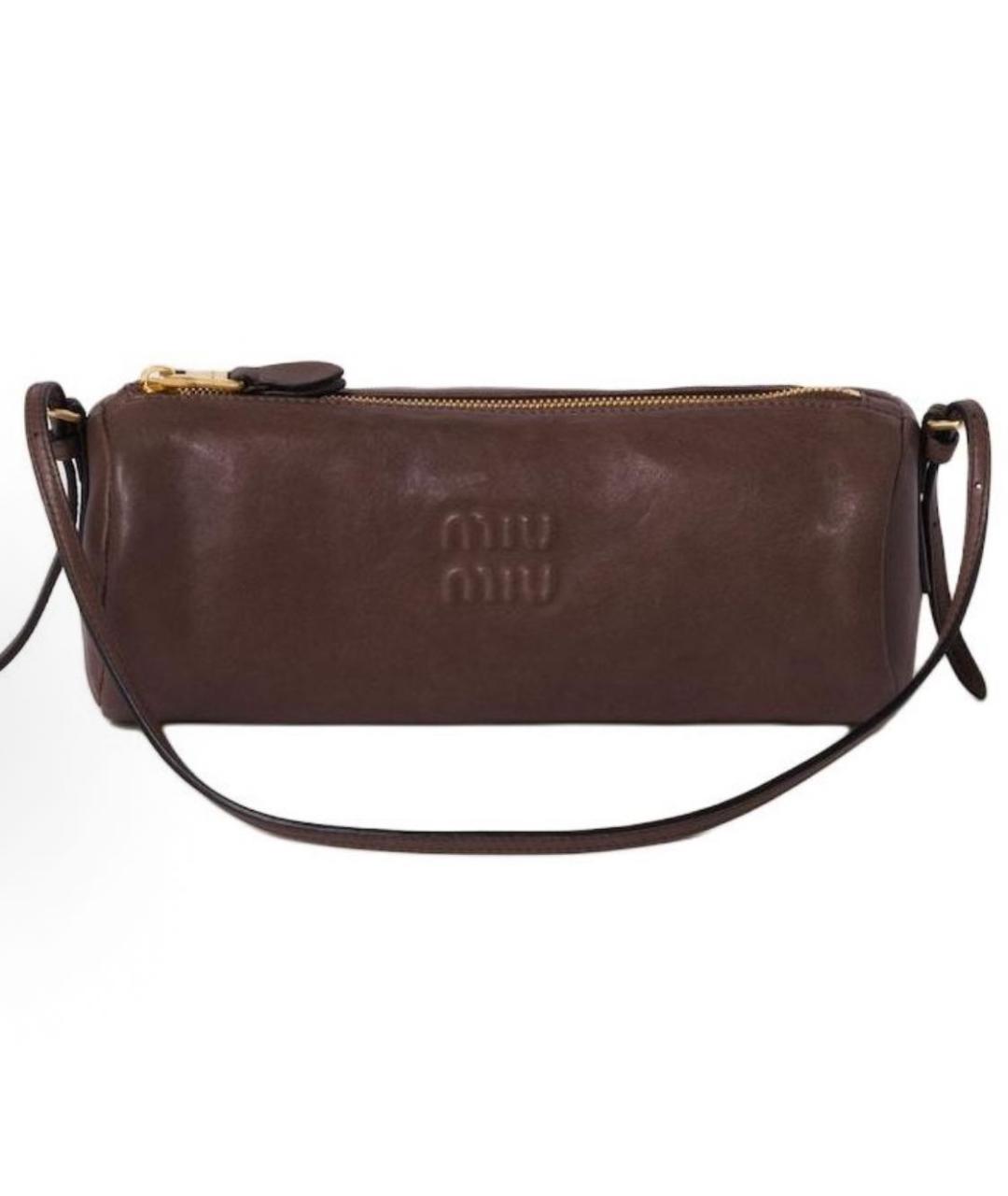 MIU MIU Коричневая кожаная сумка с короткими ручками, фото 1