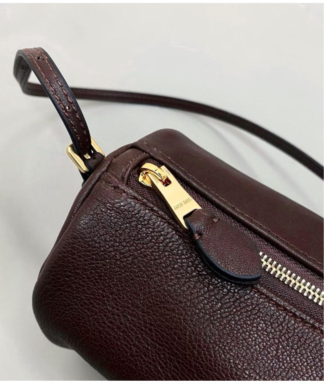 MIU MIU Коричневая кожаная сумка с короткими ручками, фото 6