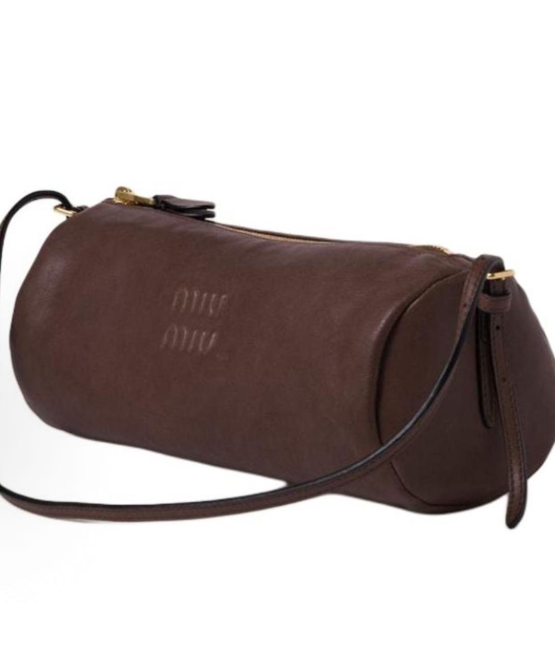 MIU MIU Коричневая кожаная сумка с короткими ручками, фото 2