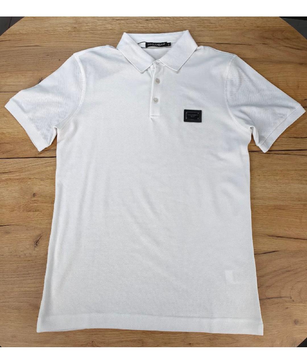 DOLCE&GABBANA Белое хлопковое поло с коротким рукавом, фото 7
