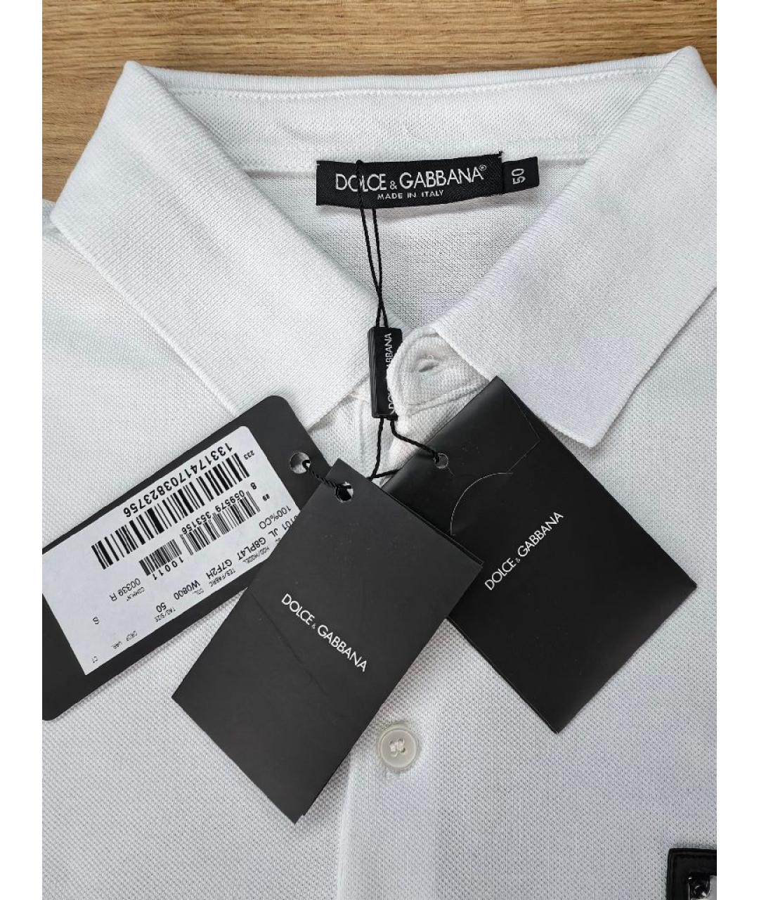 DOLCE&GABBANA Белое хлопковое поло с коротким рукавом, фото 5