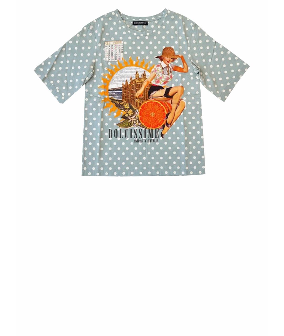 DOLCE&GABBANA Голубая хлопковая футболка, фото 1