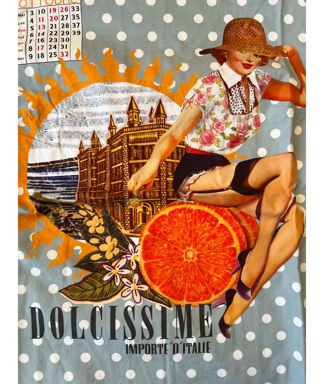 DOLCE&GABBANA Голубая хлопковая футболка, фото 6