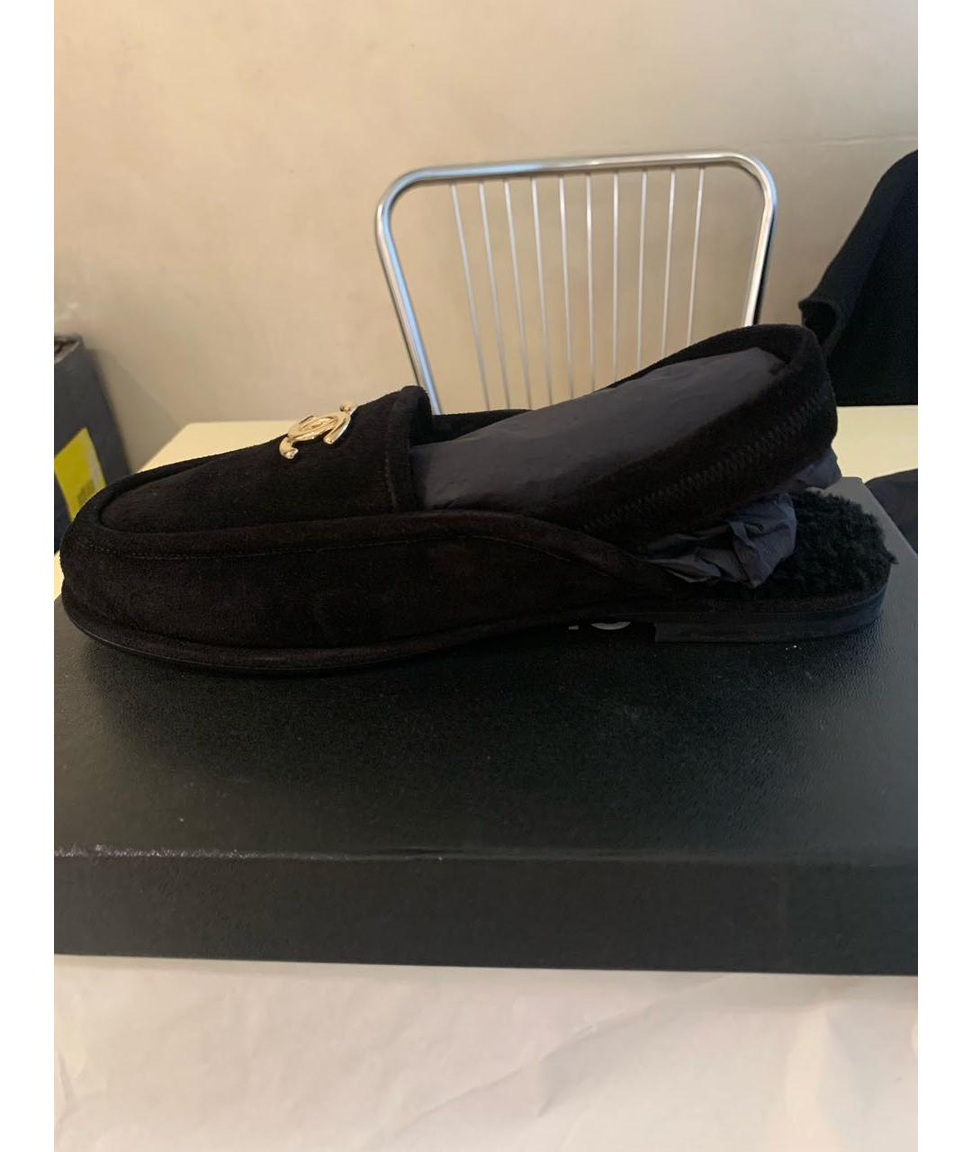 CHANEL Черные нубуковые сабо, фото 5
