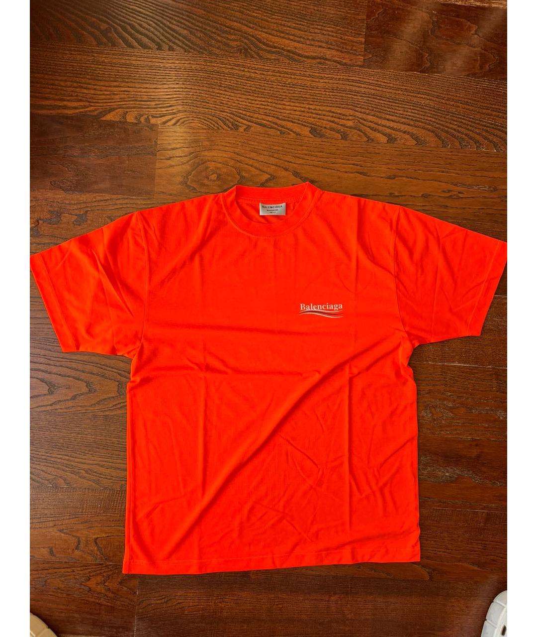 BALENCIAGA Оранжевая хлопковая футболка, фото 6