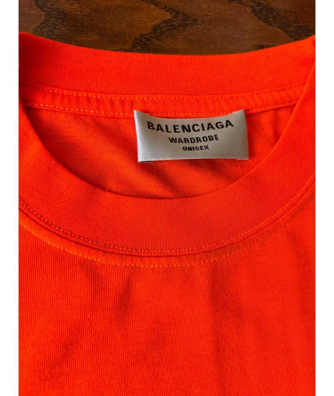 BALENCIAGA Оранжевая хлопковая футболка, фото 4