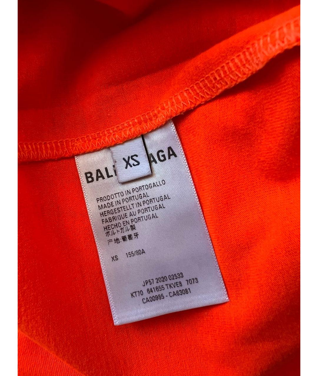BALENCIAGA Оранжевая хлопковая футболка, фото 5