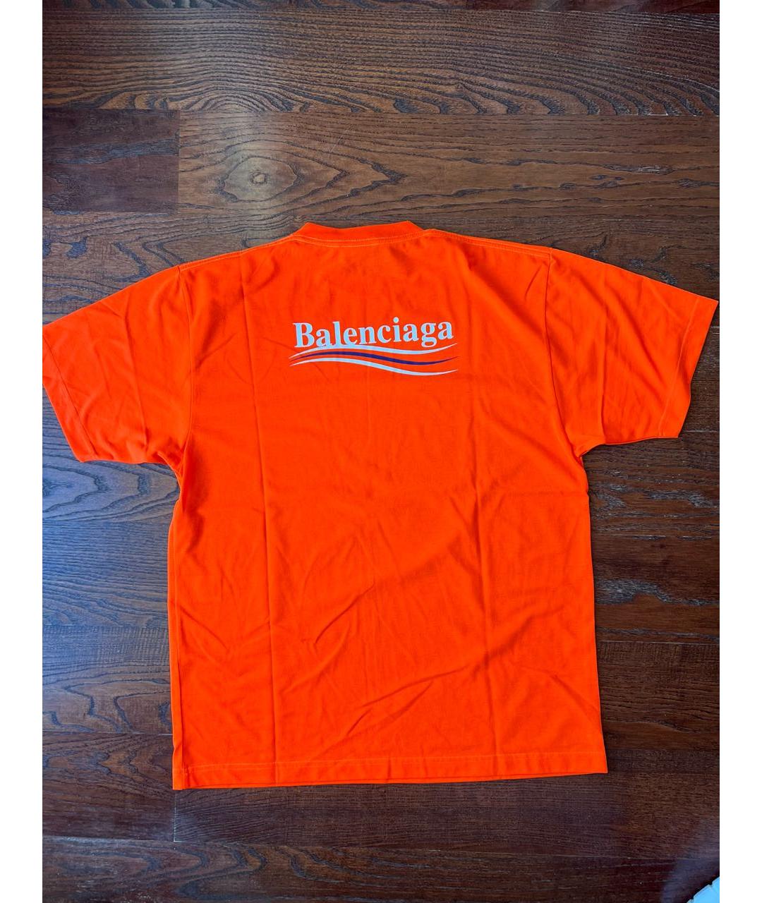 BALENCIAGA Оранжевая хлопковая футболка, фото 2