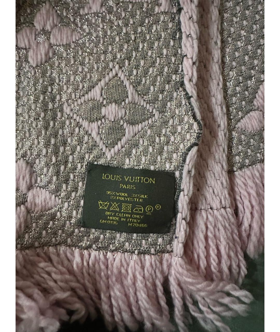 LOUIS VUITTON Розовый шерстяной шарф, фото 3