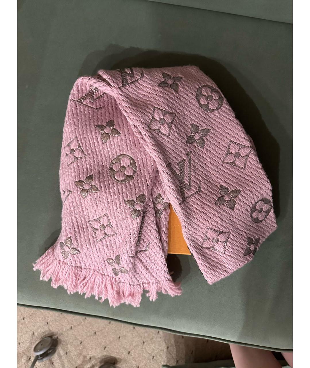LOUIS VUITTON Розовый шерстяной шарф, фото 5