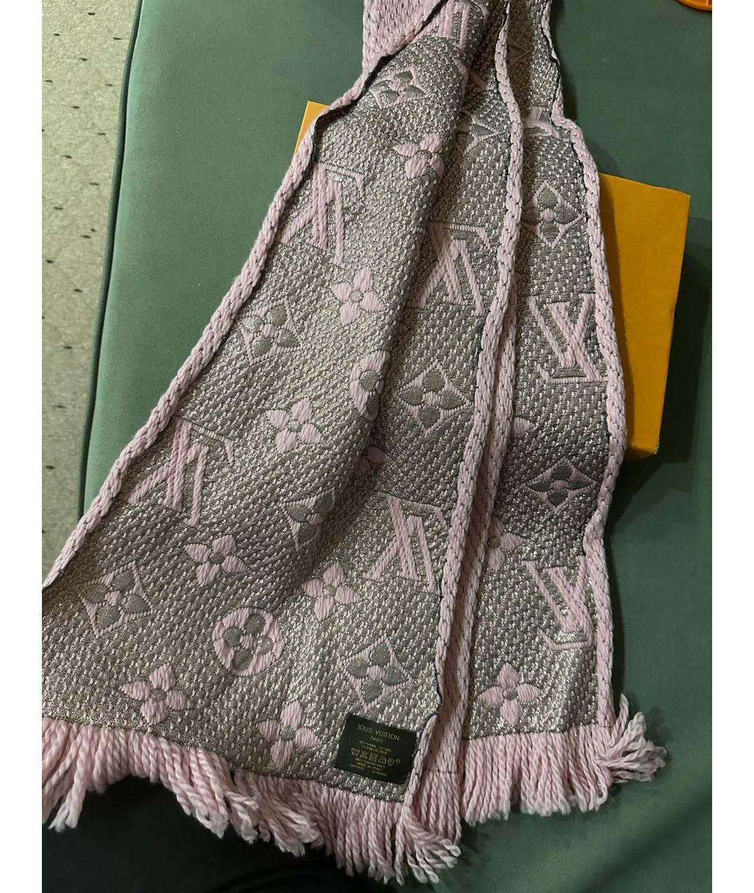 LOUIS VUITTON Розовый шерстяной шарф, фото 2