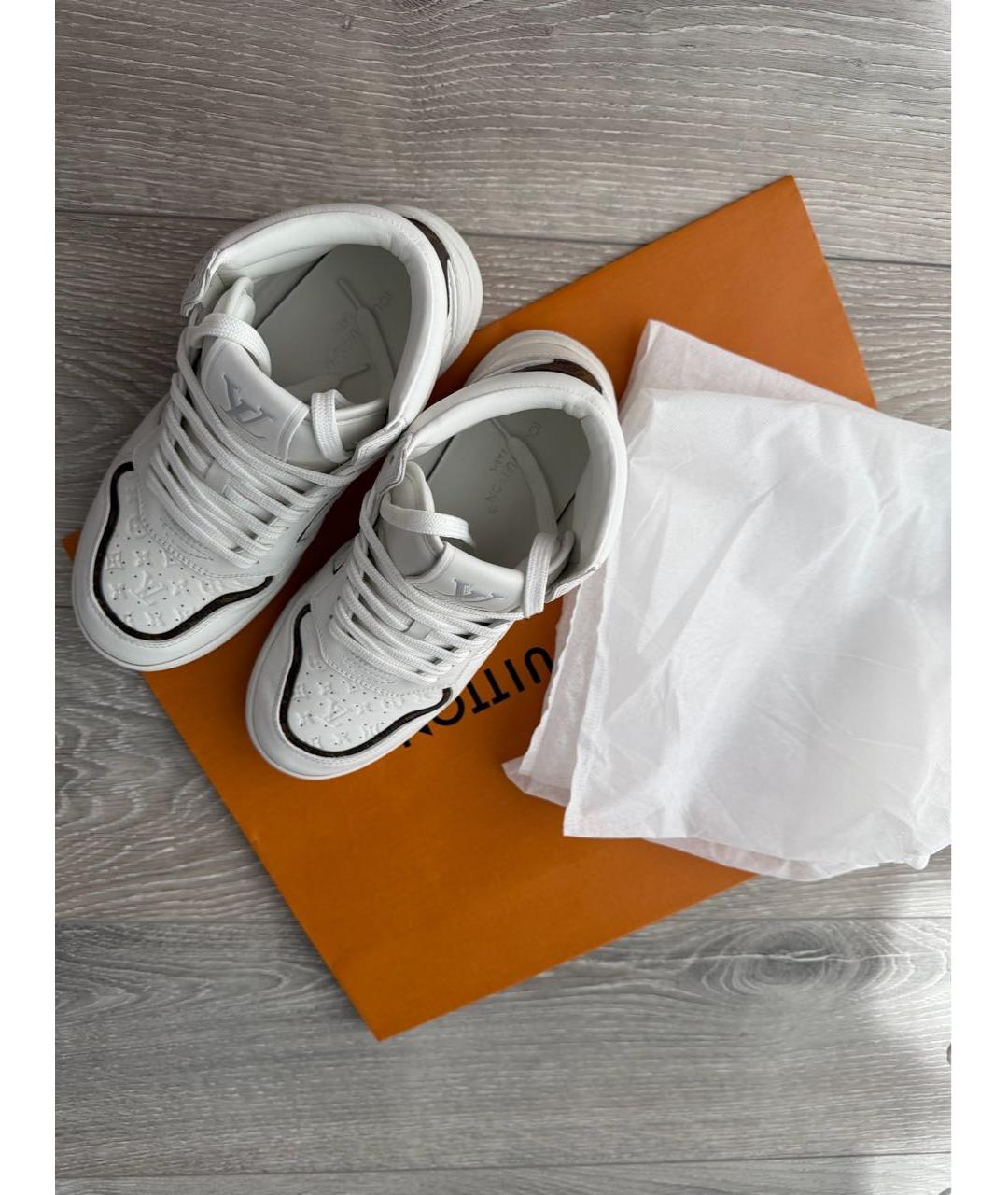 LOUIS VUITTON Белые кожаные кроссовки, фото 8
