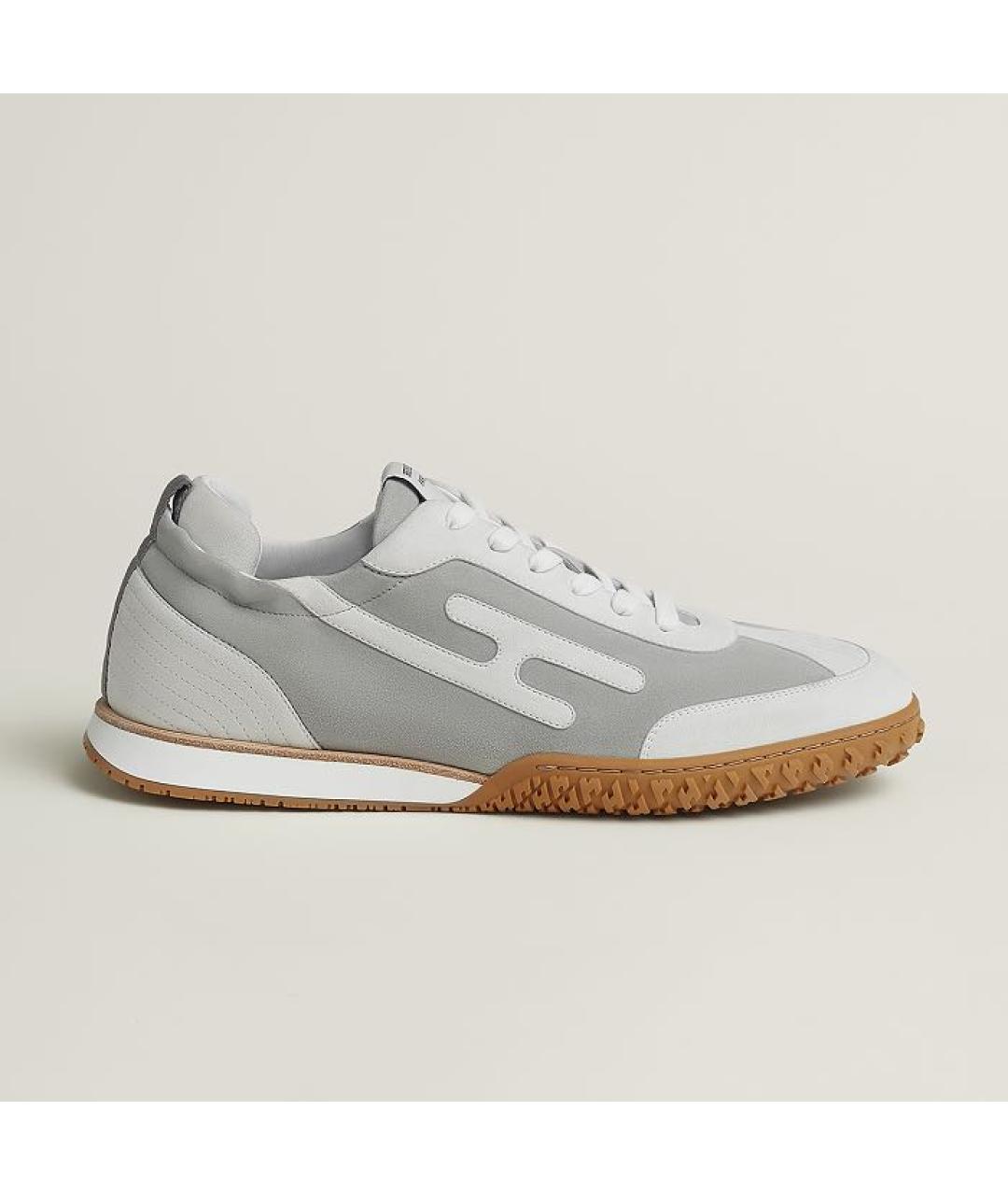 HERMES Серые нубуковые низкие кроссовки / кеды, фото 6