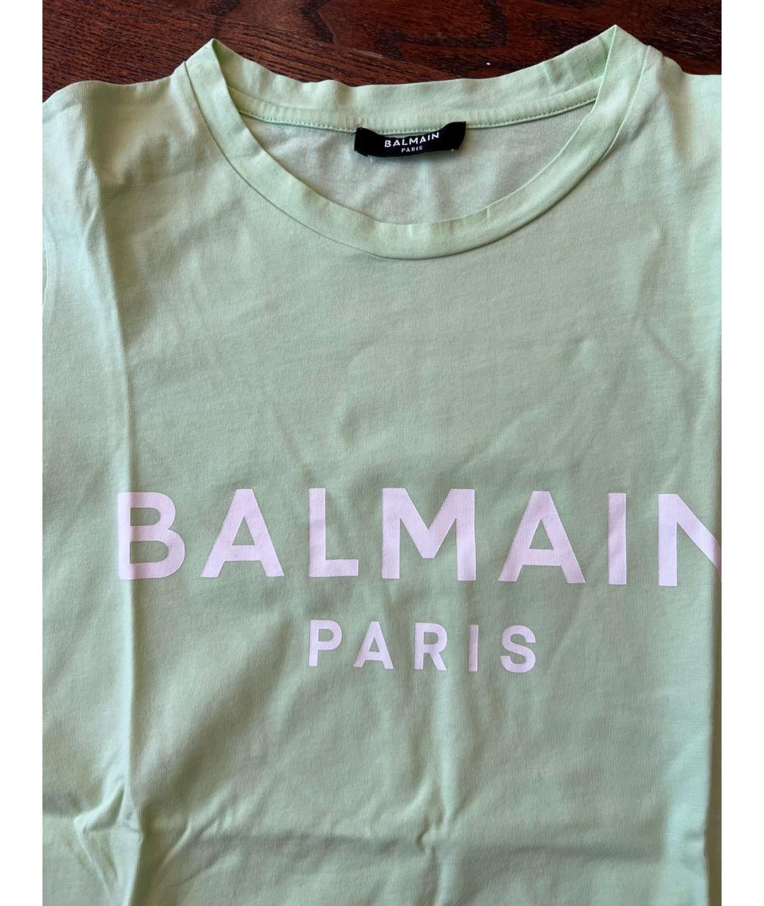 BALMAIN Салатовая хлопковая футболка, фото 5