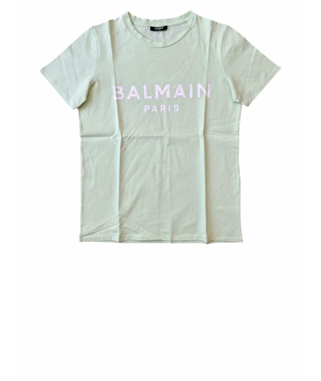 BALMAIN Салатовая хлопковая футболка, фото 1