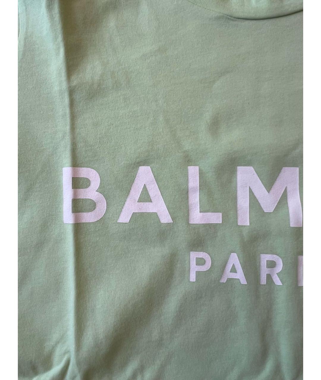 BALMAIN Салатовая хлопковая футболка, фото 3