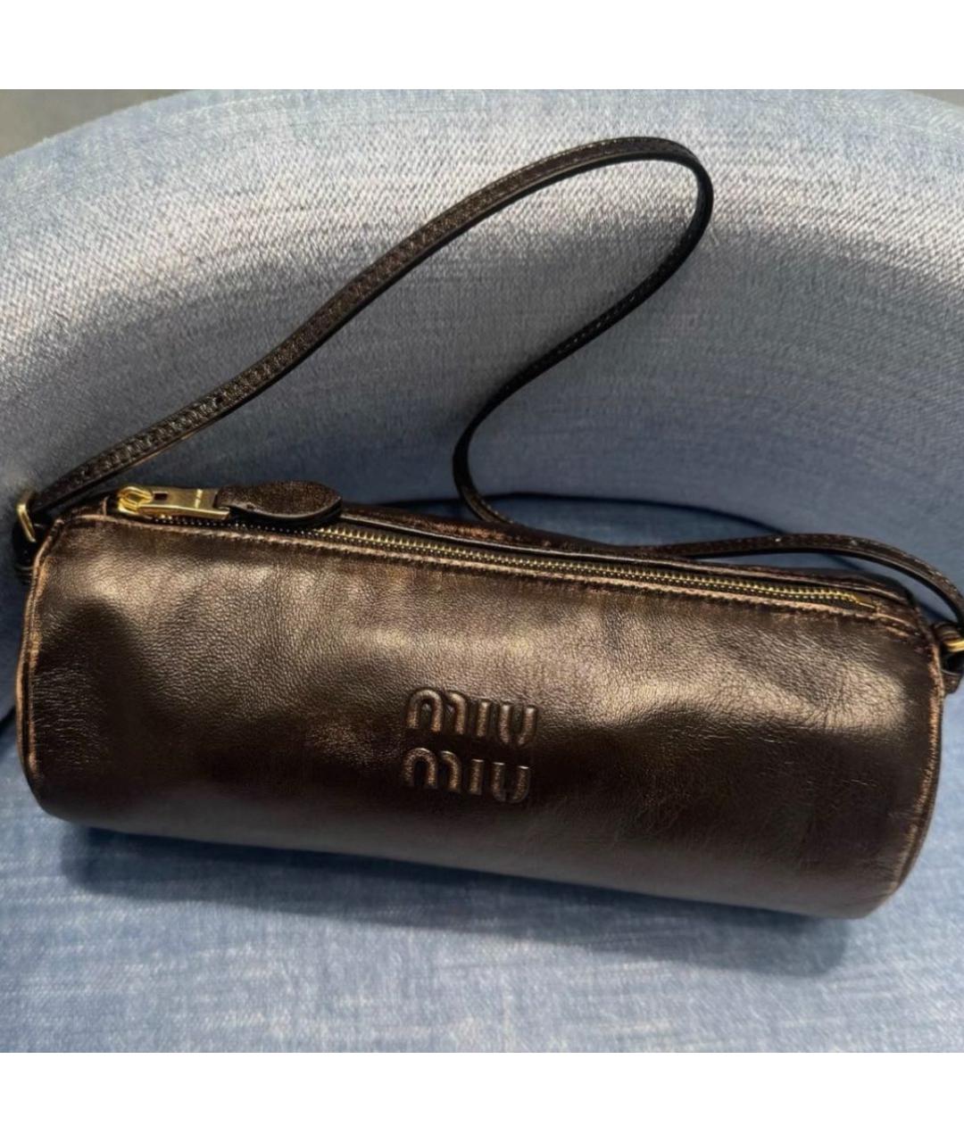 MIU MIU Коричневая кожаная сумка через плечо, фото 5