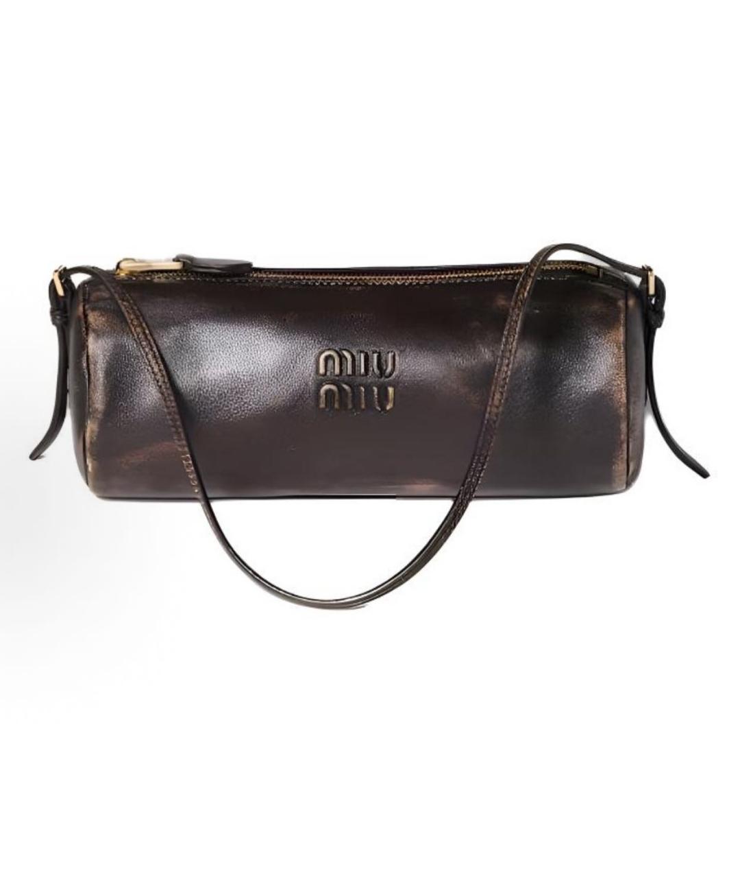 MIU MIU Коричневая кожаная сумка через плечо, фото 1