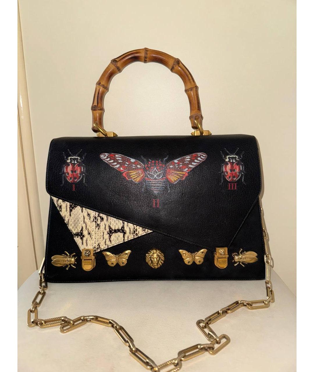 GUCCI Черная кожаная сумка с короткими ручками, фото 8