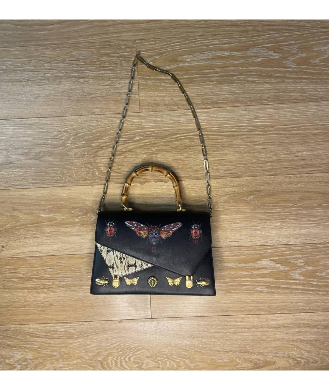 GUCCI Черная кожаная сумка с короткими ручками, фото 7