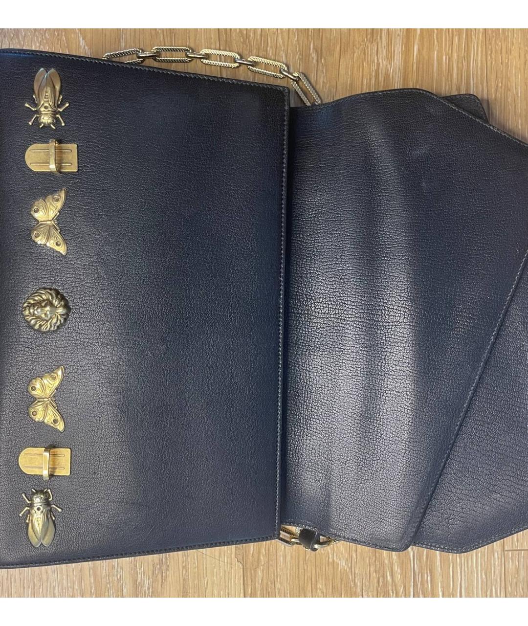 GUCCI Черная кожаная сумка с короткими ручками, фото 4