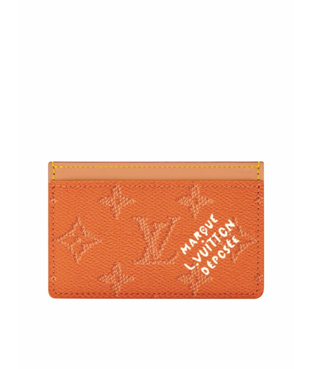 LOUIS VUITTON Оранжевый кожаный кардхолдер, фото 1