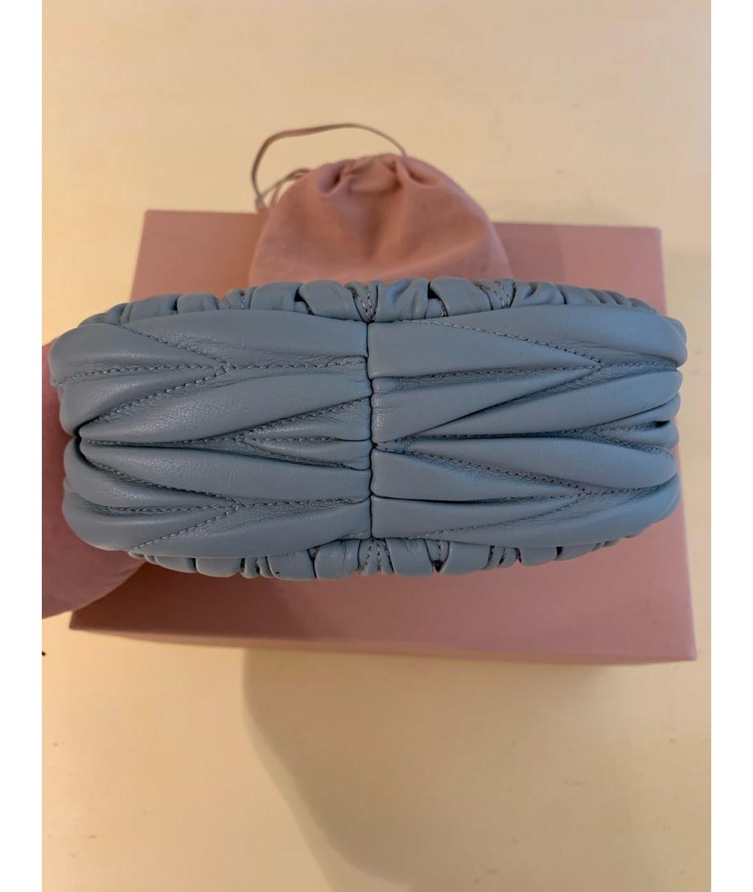 MIU MIU Голубая кожаная сумка с короткими ручками, фото 4