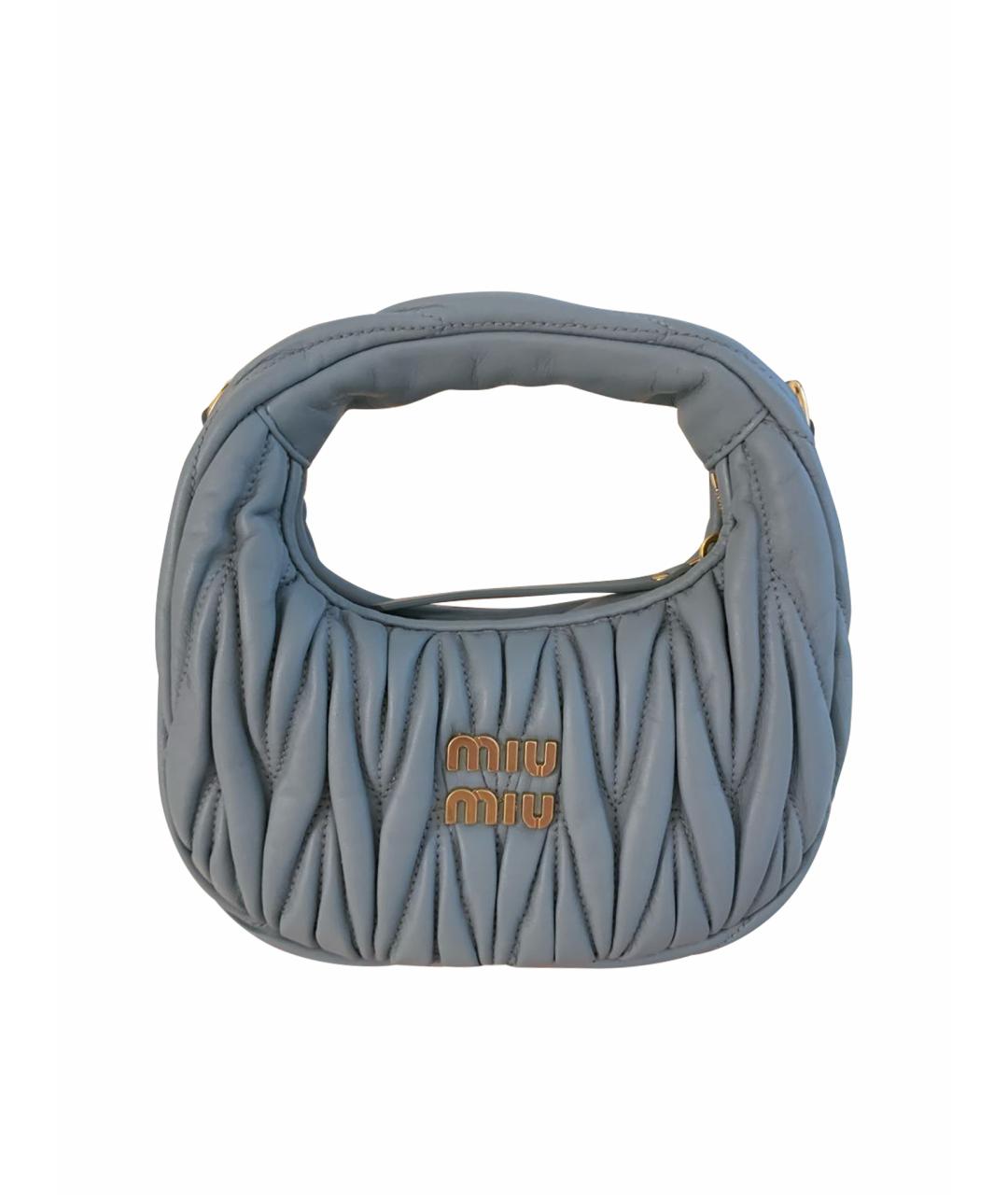 MIU MIU Голубая кожаная сумка с короткими ручками, фото 1