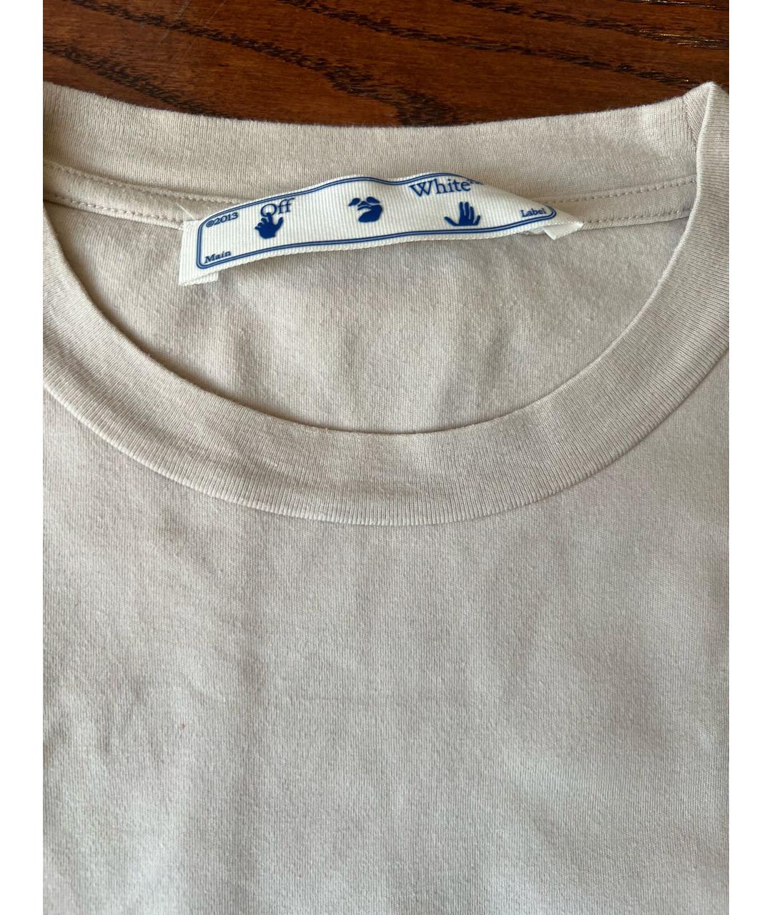 OFF-WHITE Бежевая хлопковая футболка, фото 4