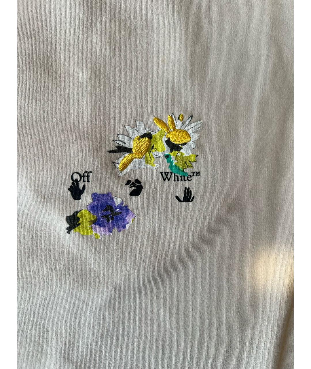 OFF-WHITE Бежевая хлопковая футболка, фото 3