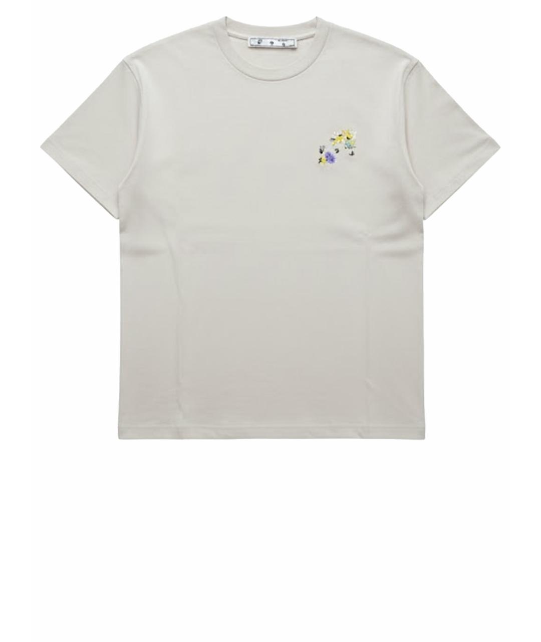 OFF-WHITE Бежевая хлопковая футболка, фото 1