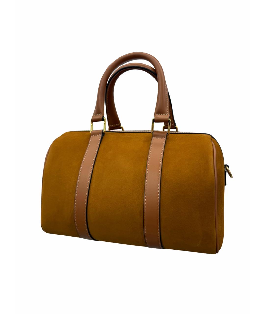 CELINE Коричневая замшевая сумка с короткими ручками, фото 1