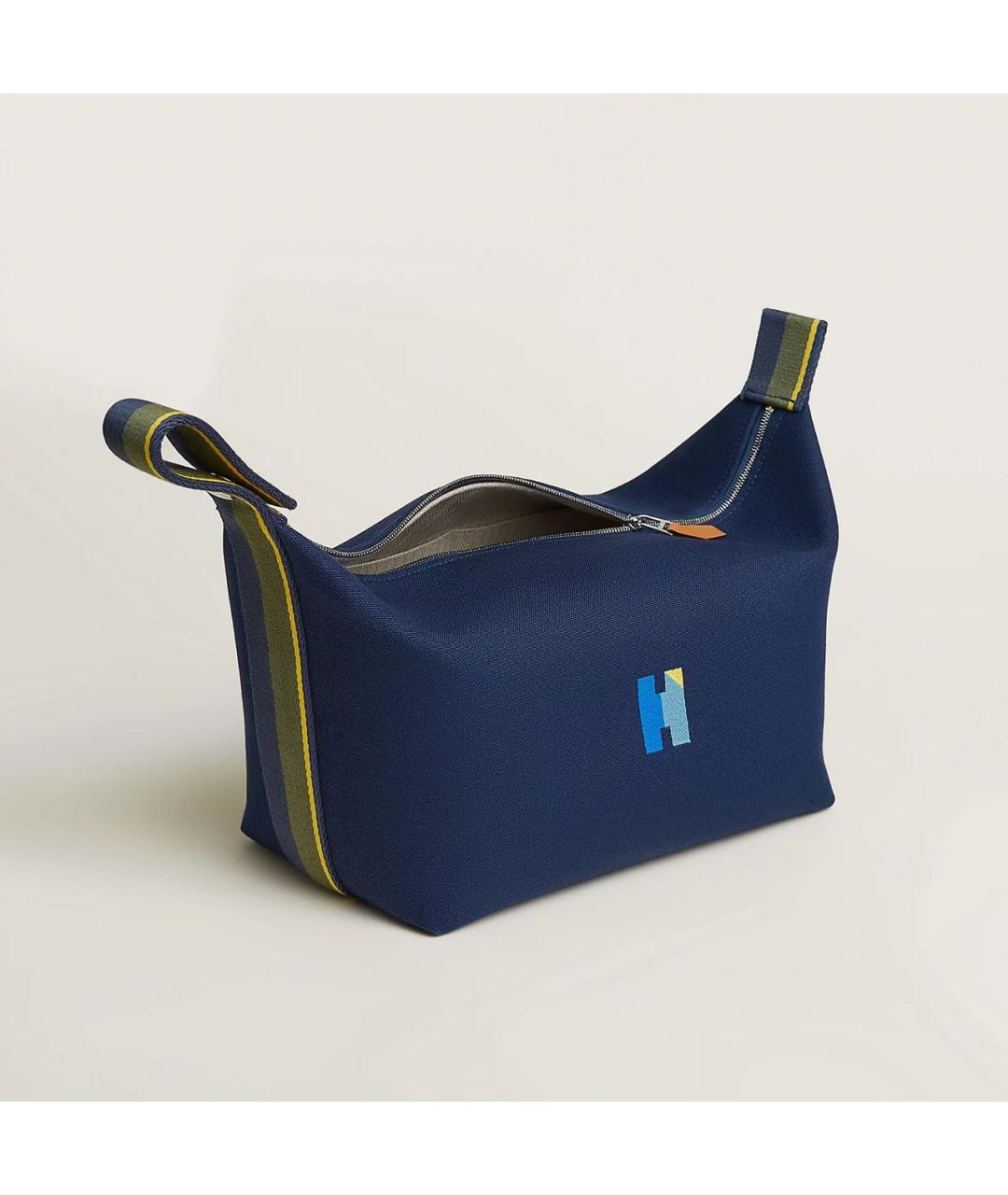 HERMES Зеленая тканевая косметичка, фото 3