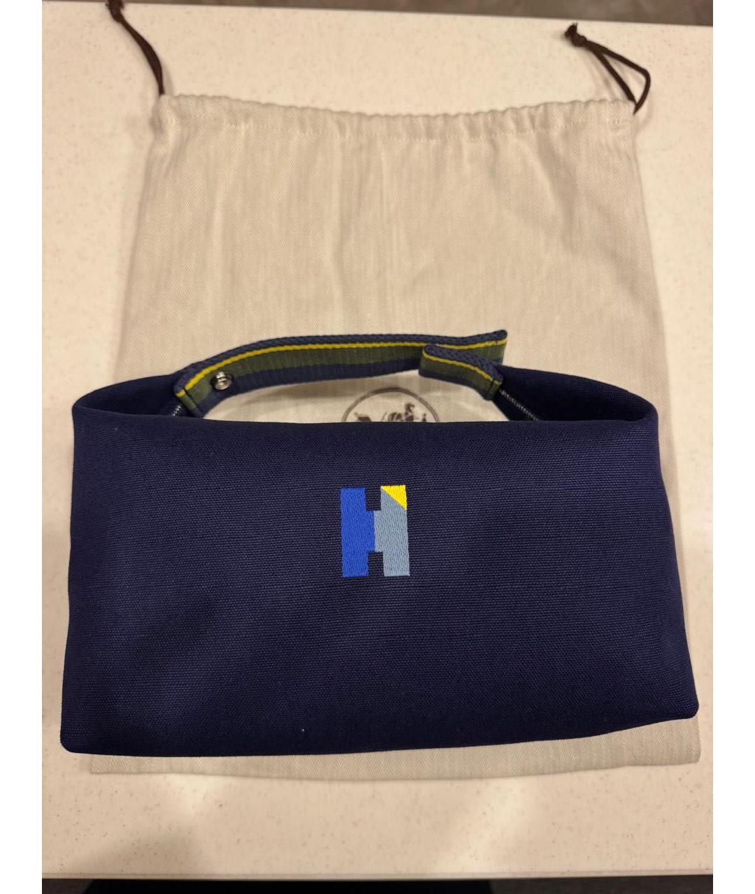 HERMES Зеленая тканевая косметичка, фото 2