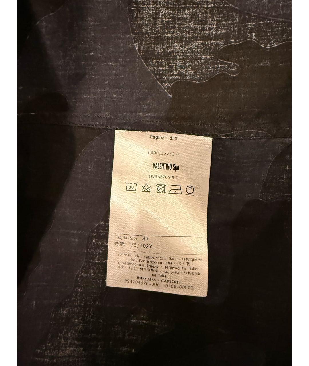 VALENTINO Черная хлопковая кэжуал рубашка, фото 7