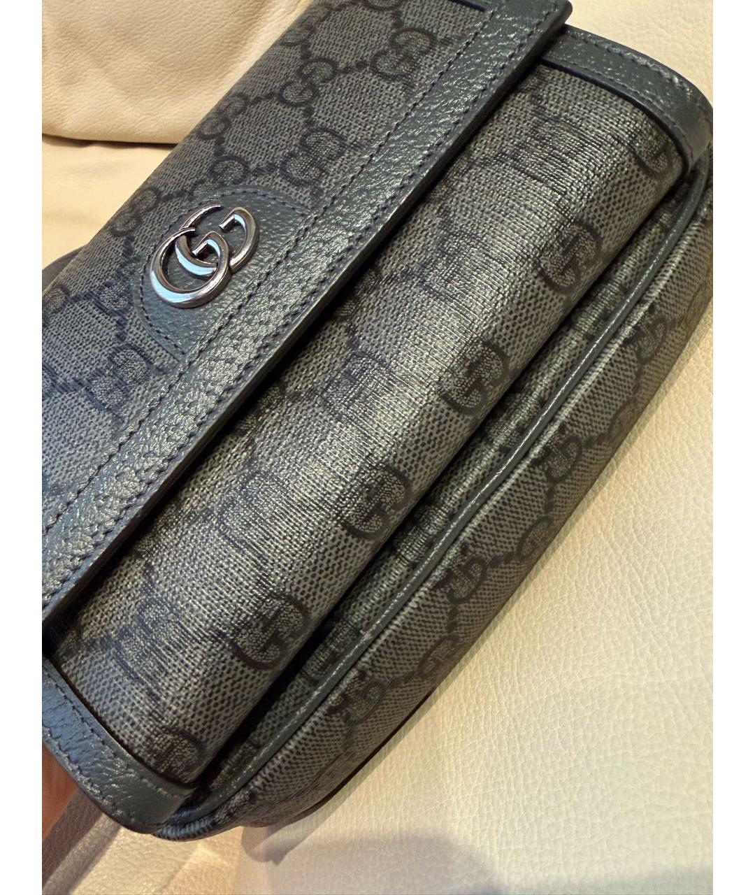 GUCCI Антрацитовая кожаная сумка на плечо, фото 5