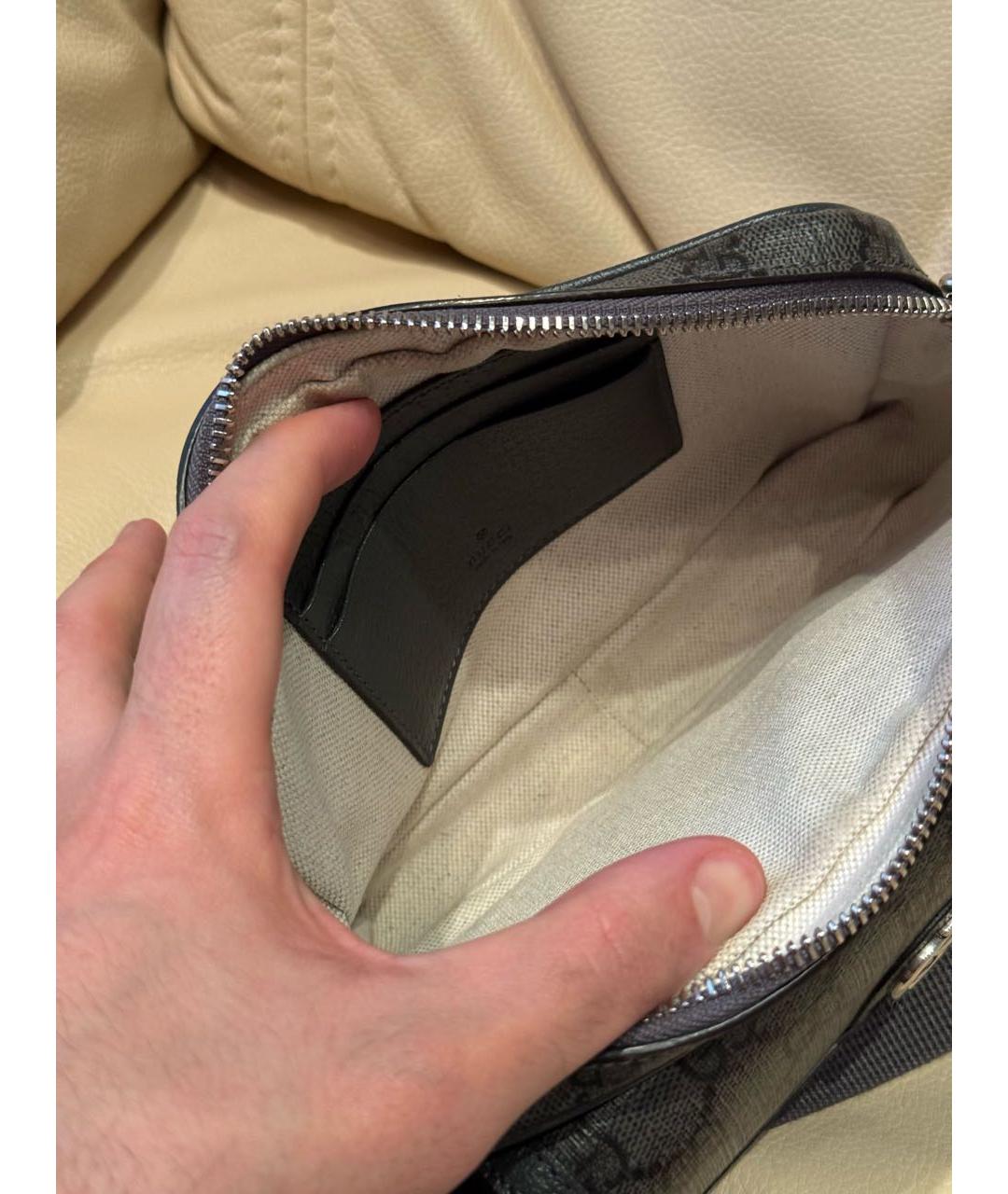 GUCCI Антрацитовая кожаная сумка на плечо, фото 6