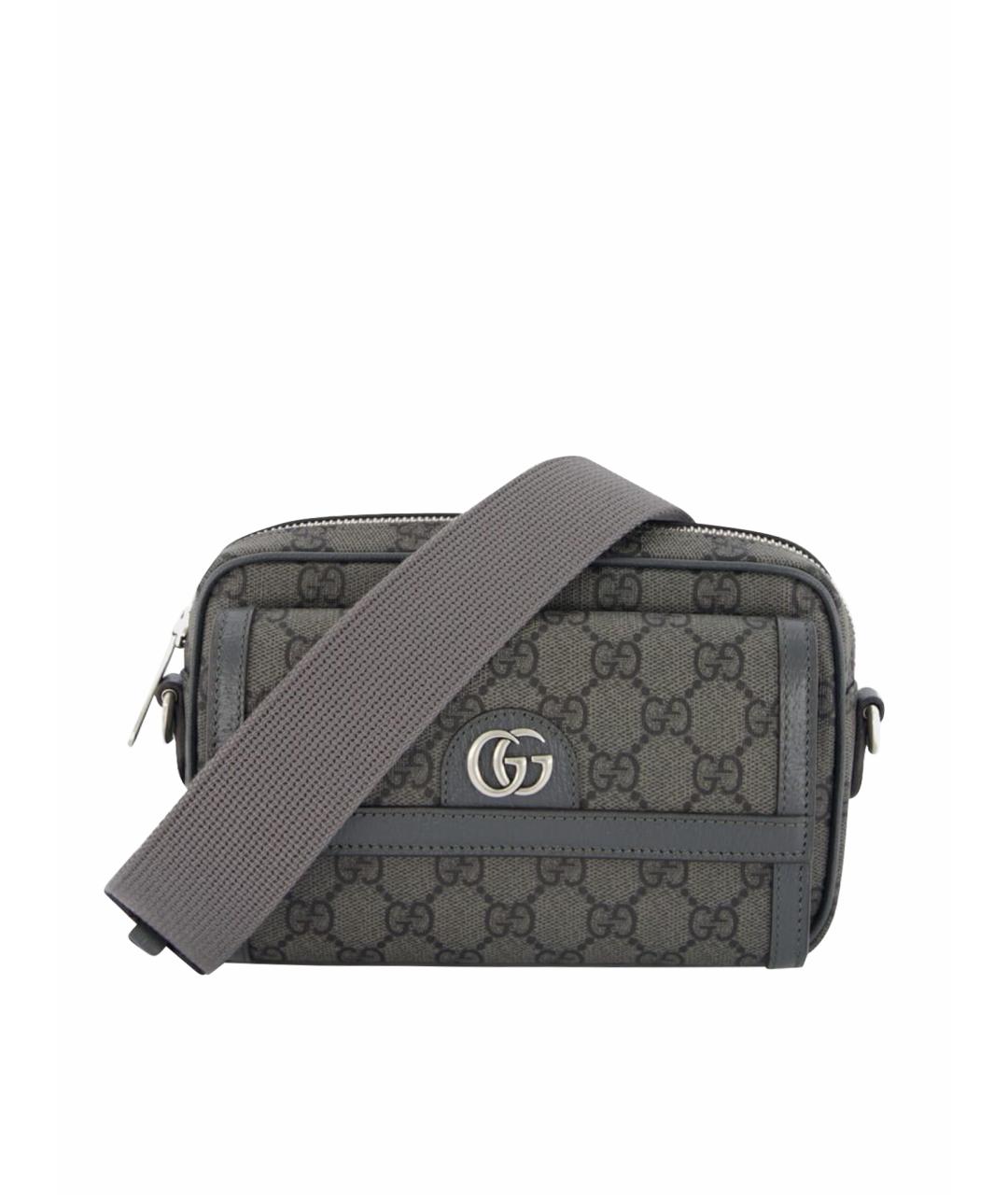 GUCCI Антрацитовая кожаная сумка на плечо, фото 1