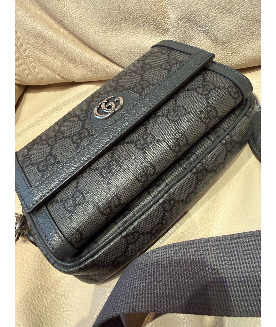 GUCCI Антрацитовая кожаная сумка на плечо, фото 3