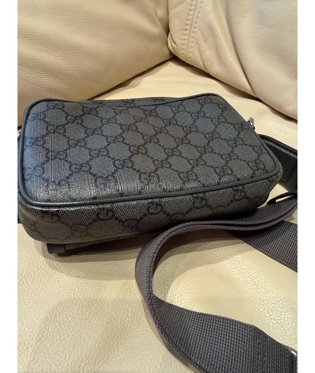GUCCI Антрацитовая кожаная сумка на плечо, фото 4